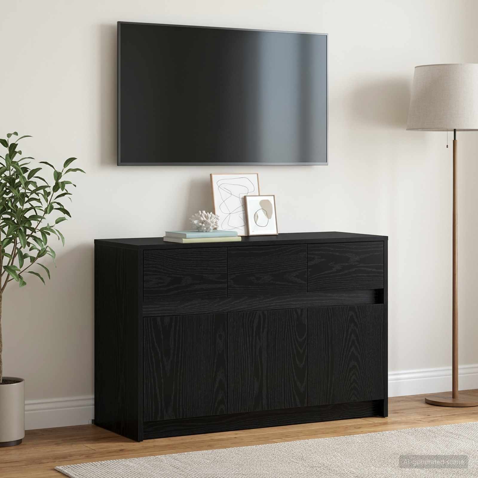 Televizoriaus spintelė 91 x 34 x 61 cm Juodojo ąžuolo