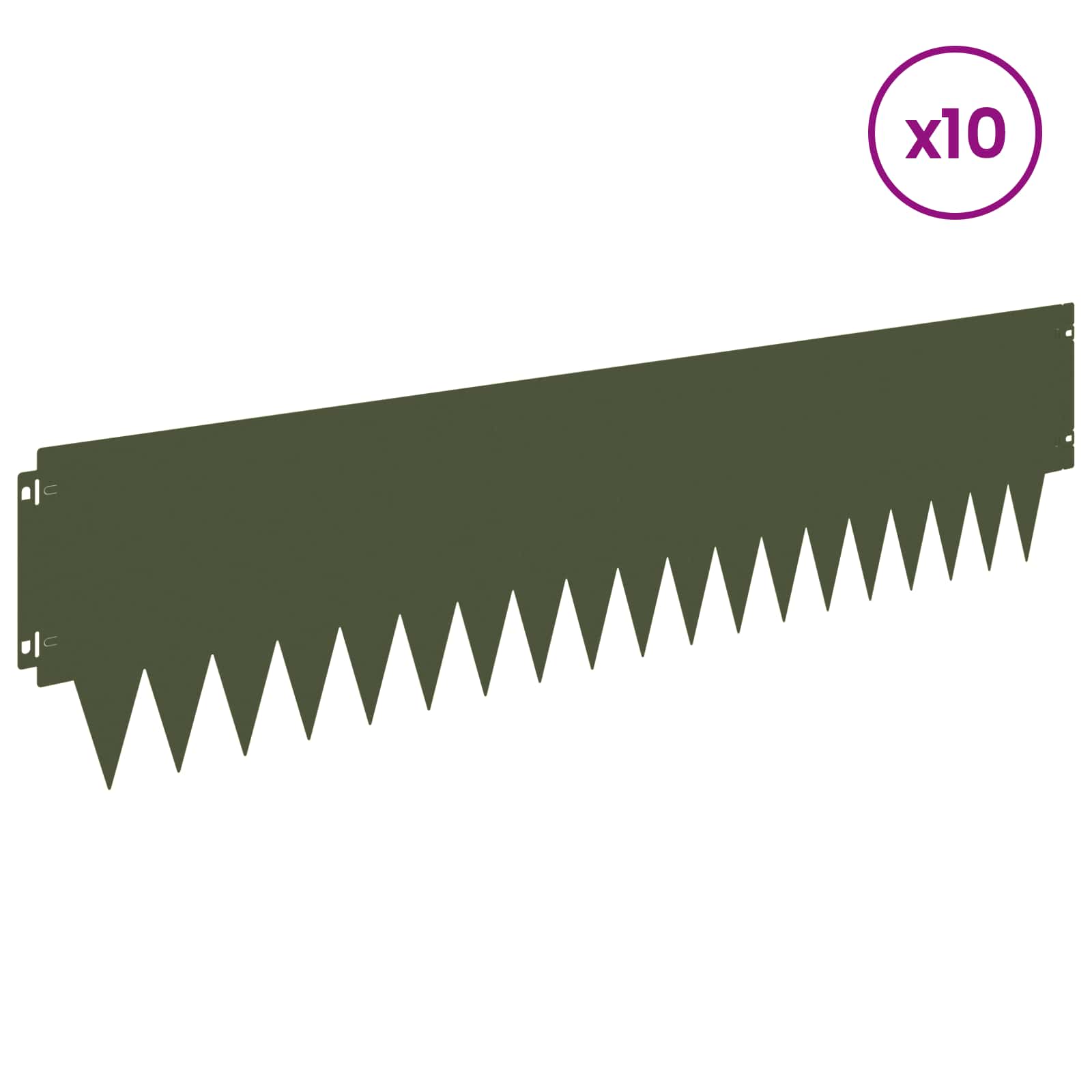 Vejo kraštas 10 pcs 103 x 25 cm metalas Alyvuogių žalia