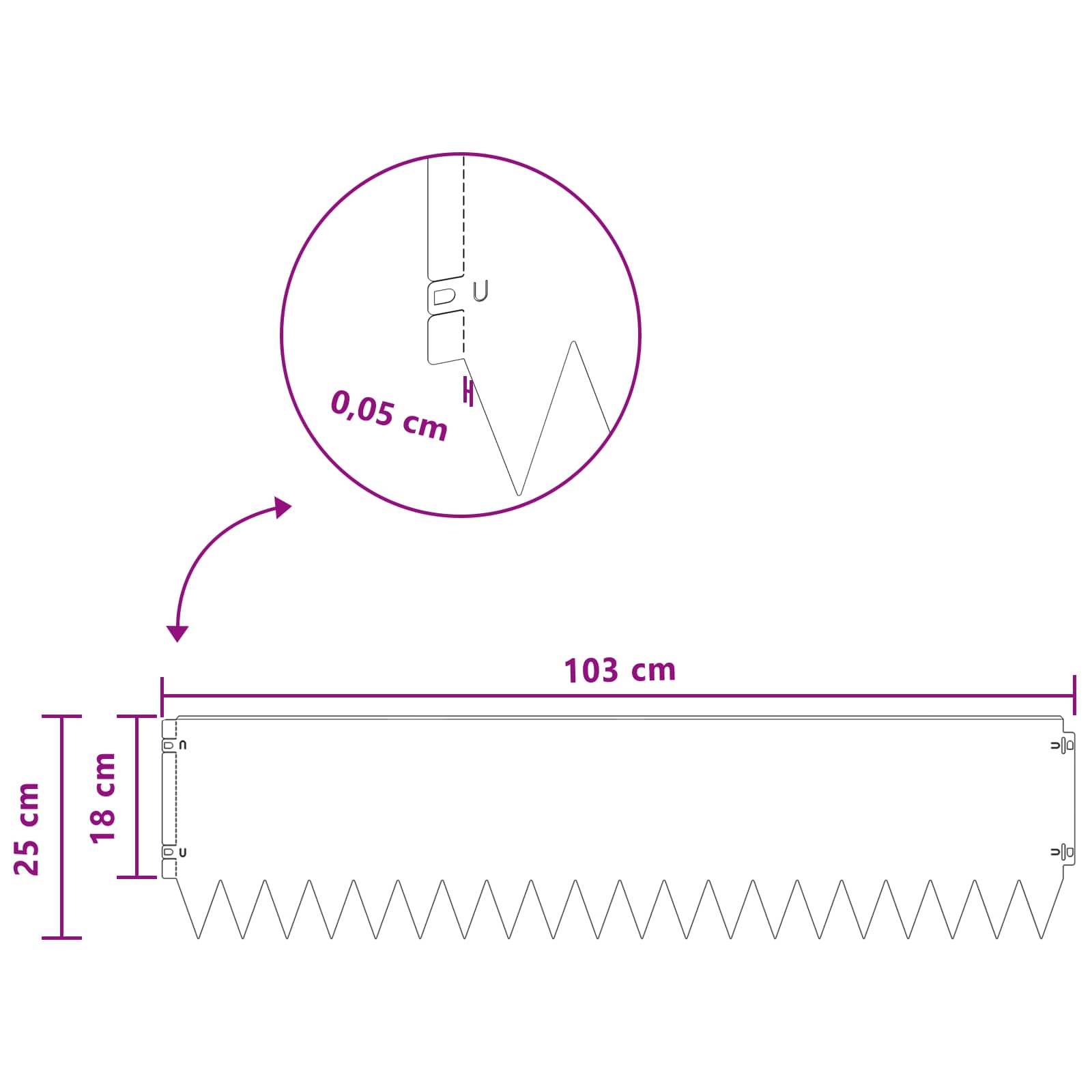 Vejo kraštas 10 pcs 103 x 25 cm Plienas Rūdijanti