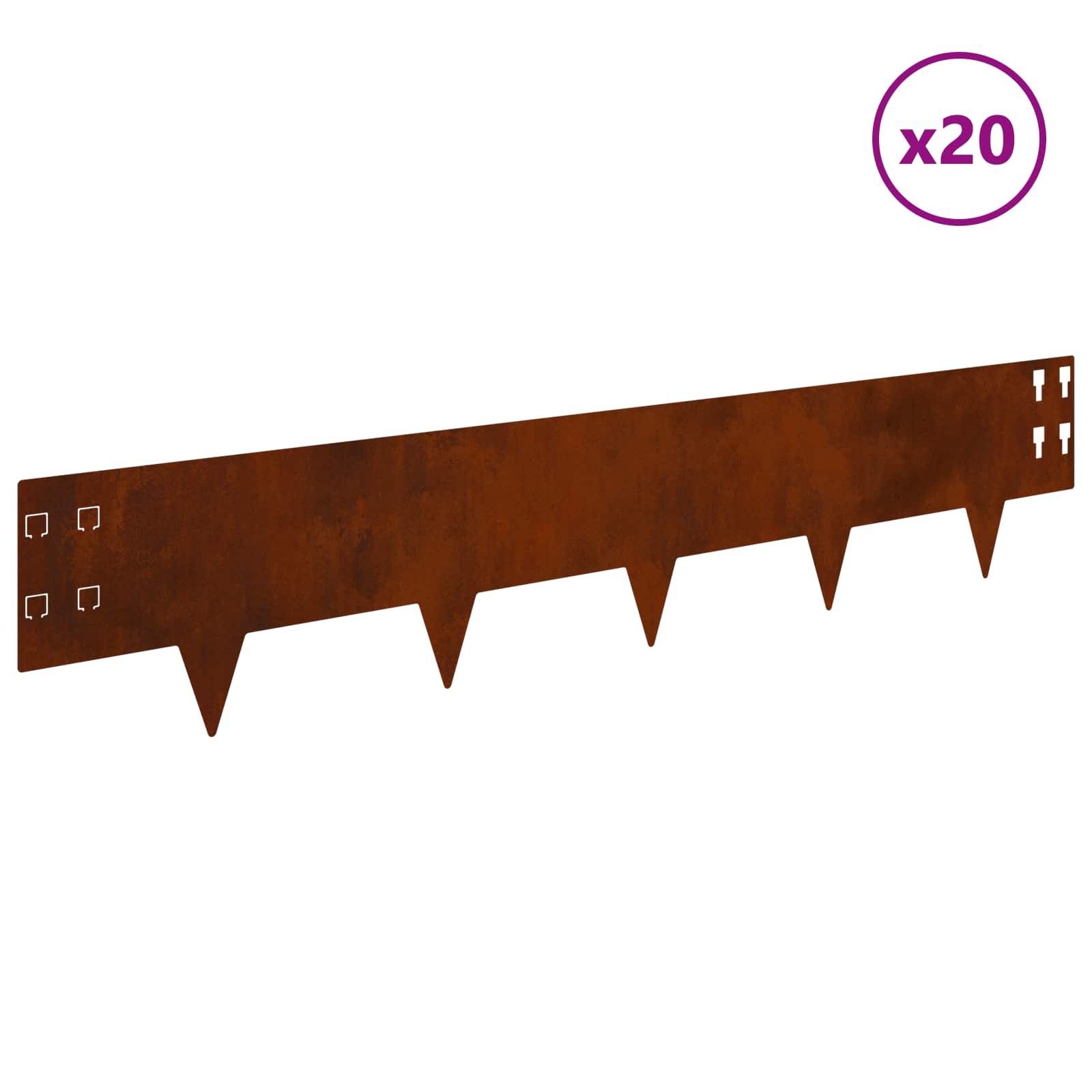 Vejo kraštas 20 pcs 100 x 20 cm Plienas Rūdijanti