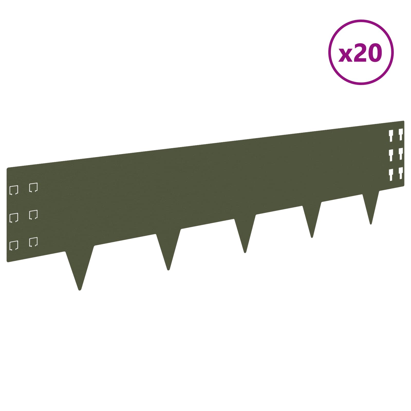 Vejo kraštas 20 pcs 100 x 25 cm Plienas Alyvuogių žalia