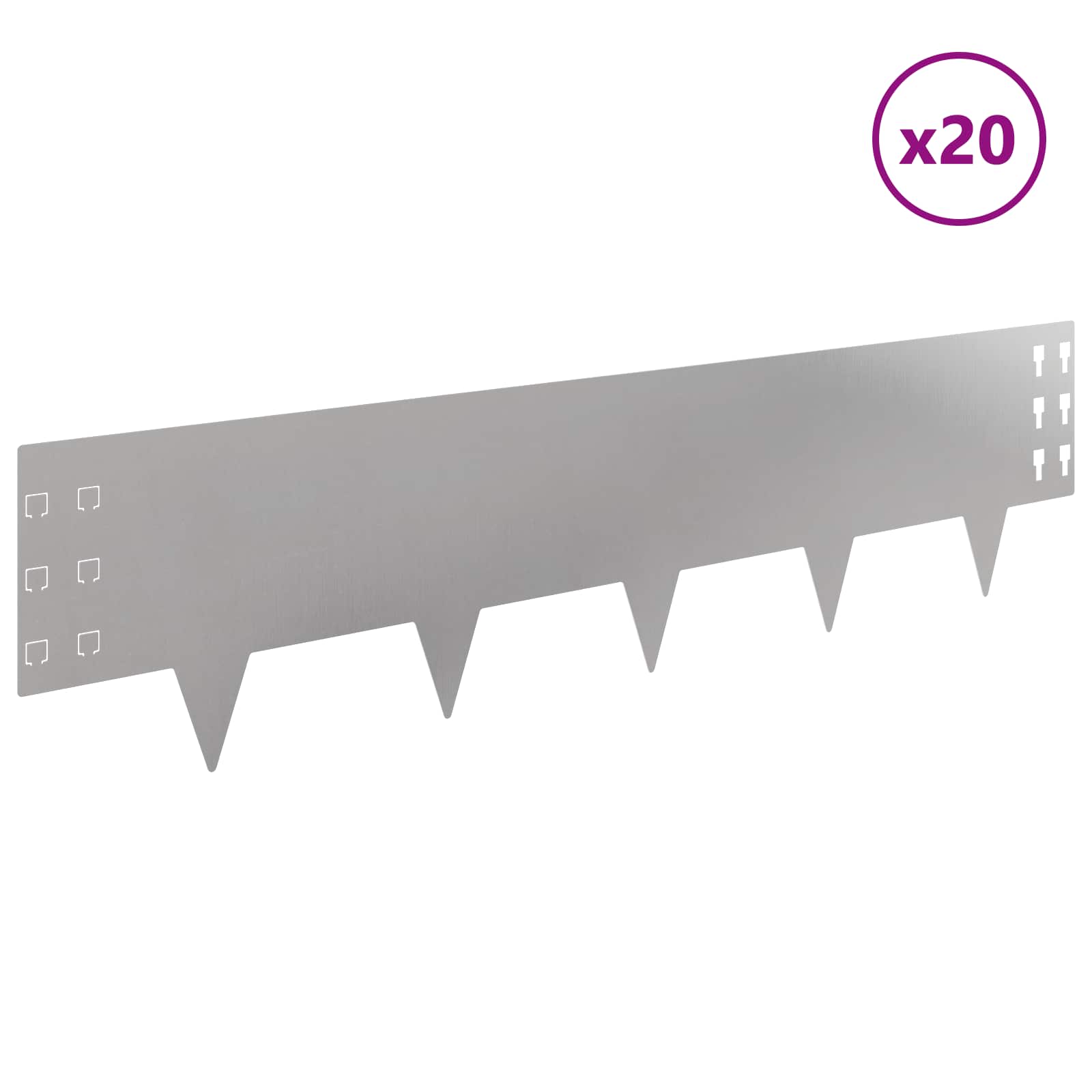 Vejo kraštas 20 pcs 100 x 25 cm Plienas Sidabrinė