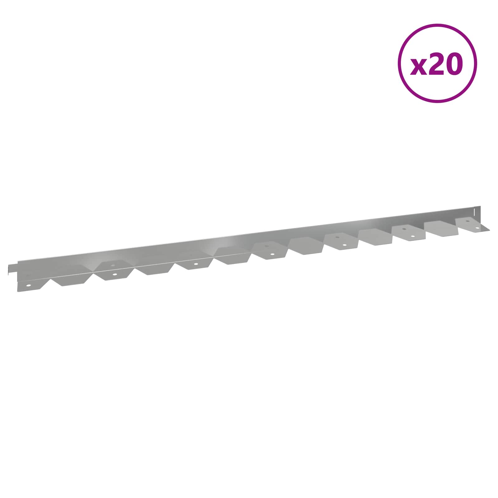 Vejo kraštas 20 pcs 102 x 4 x 4 cm Plienas Sidabrinė