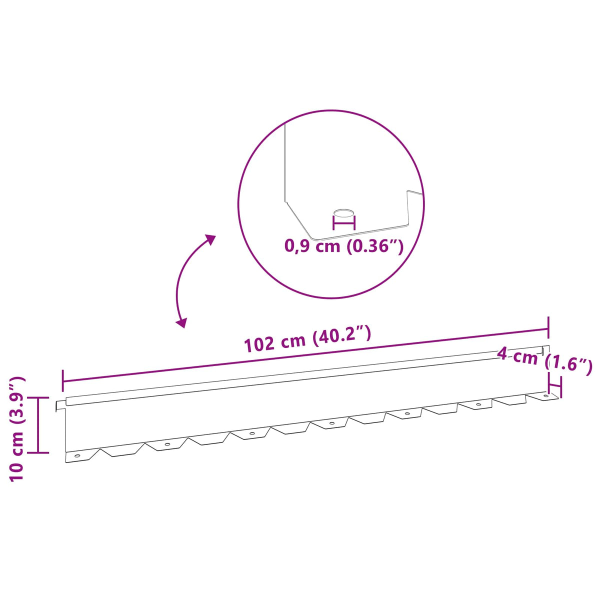 Vejo kraštas 20 pcs 102 x 10 x 4 cm Plienas Sidabrinė