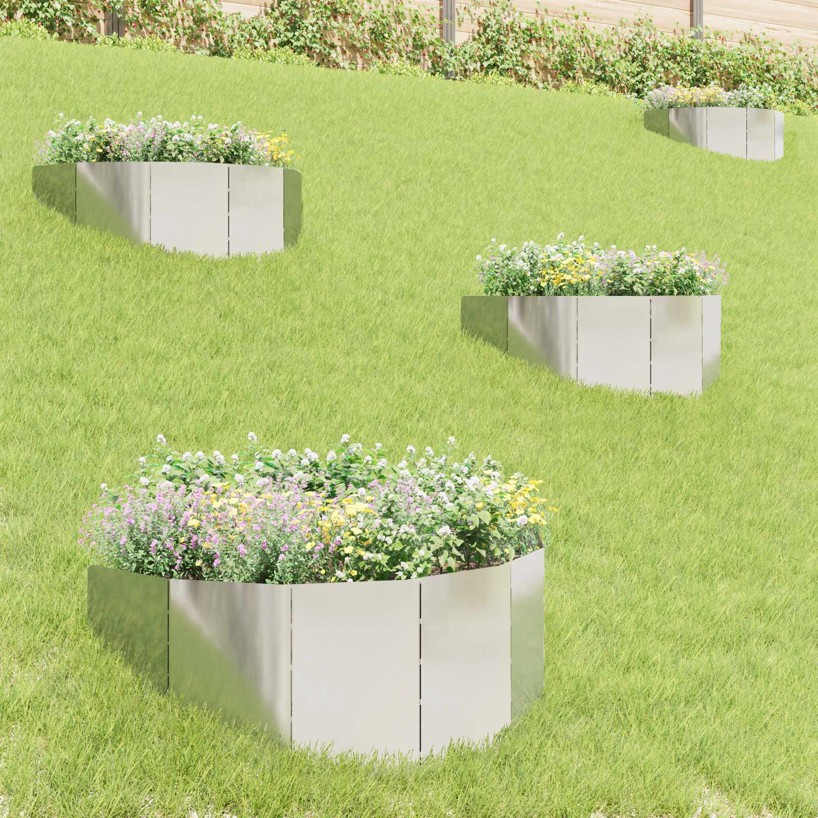 Vejo kraštas 4 pcs 100 x 45 cm Plienas Sidabrinė