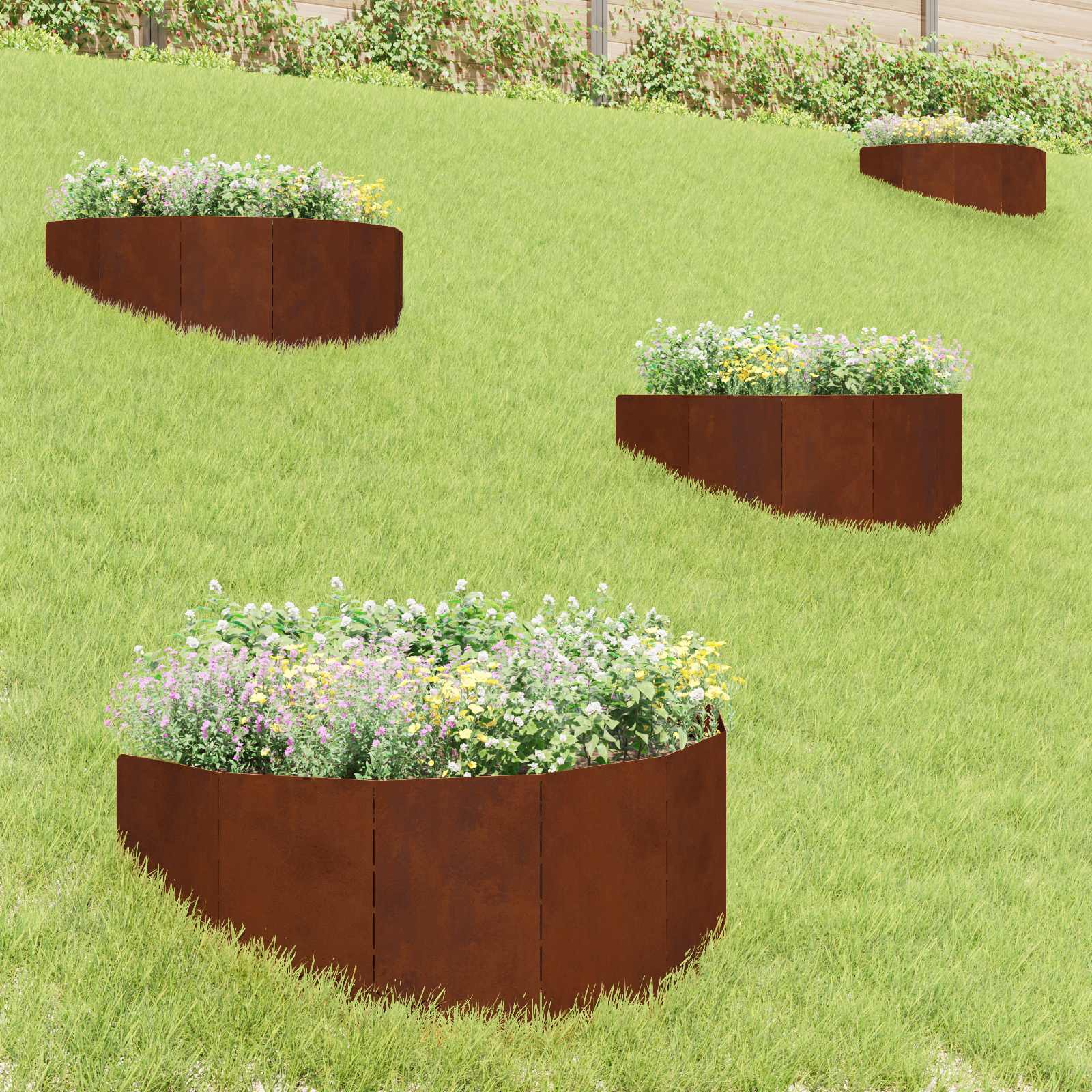 Vejo kraštas 4 pcs 100 x 45 cm Plienas Rūdijanti
