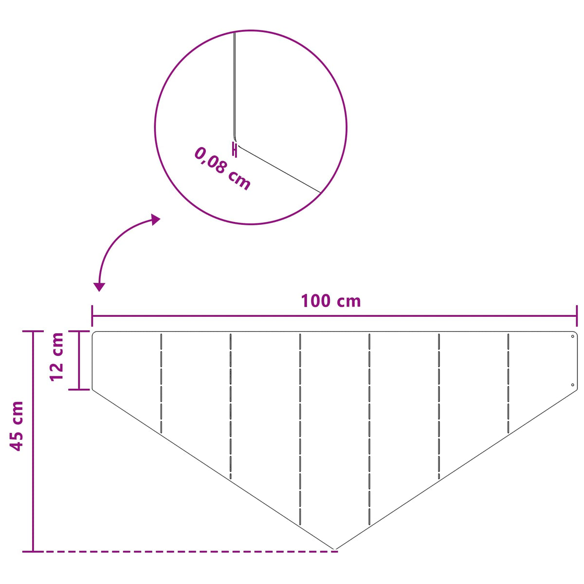 Vejo kraštas 4 pcs 100 x 45 cm Plienas Rūdijanti
