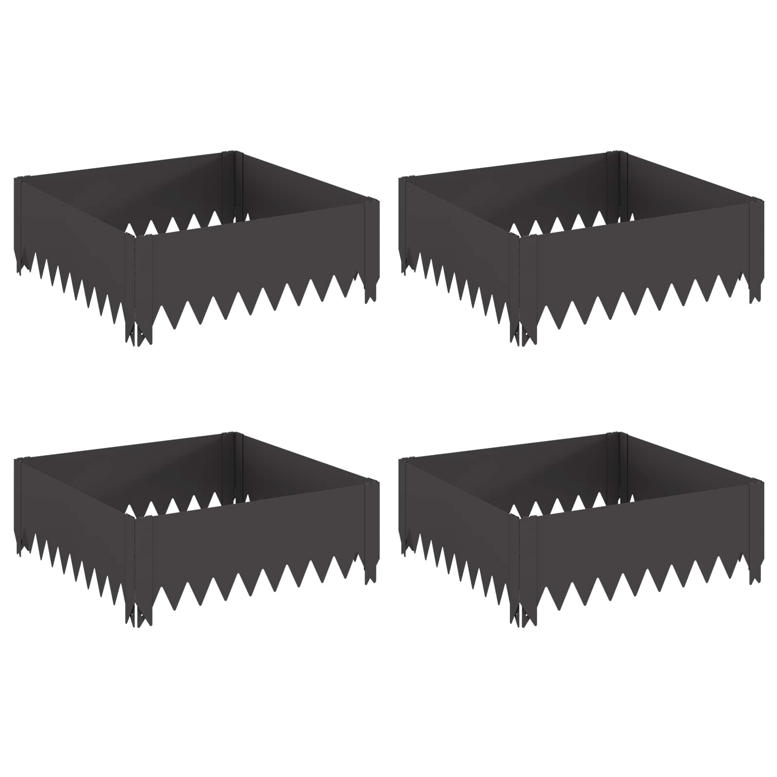 Vejo kraštas 4 pcs 60 x 60 x 20 cm Plienas Juoda