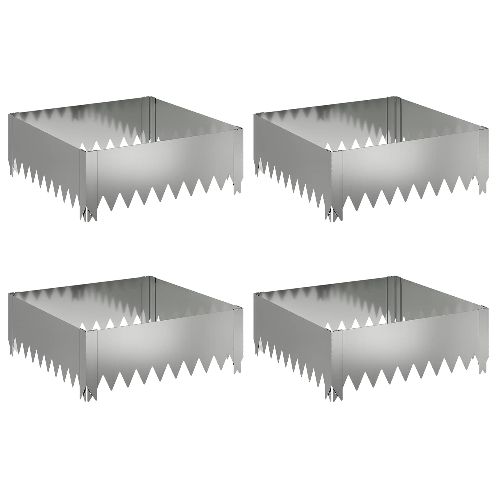 Vejo kraštas 4 pcs 60 x 60 x 20 cm Plienas Sidabrinė