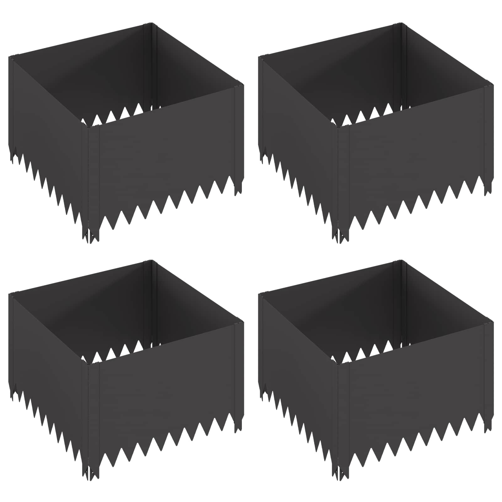 Vejo kraštas 4 pcs 60 x 60 x 35 cm Plienas Juoda