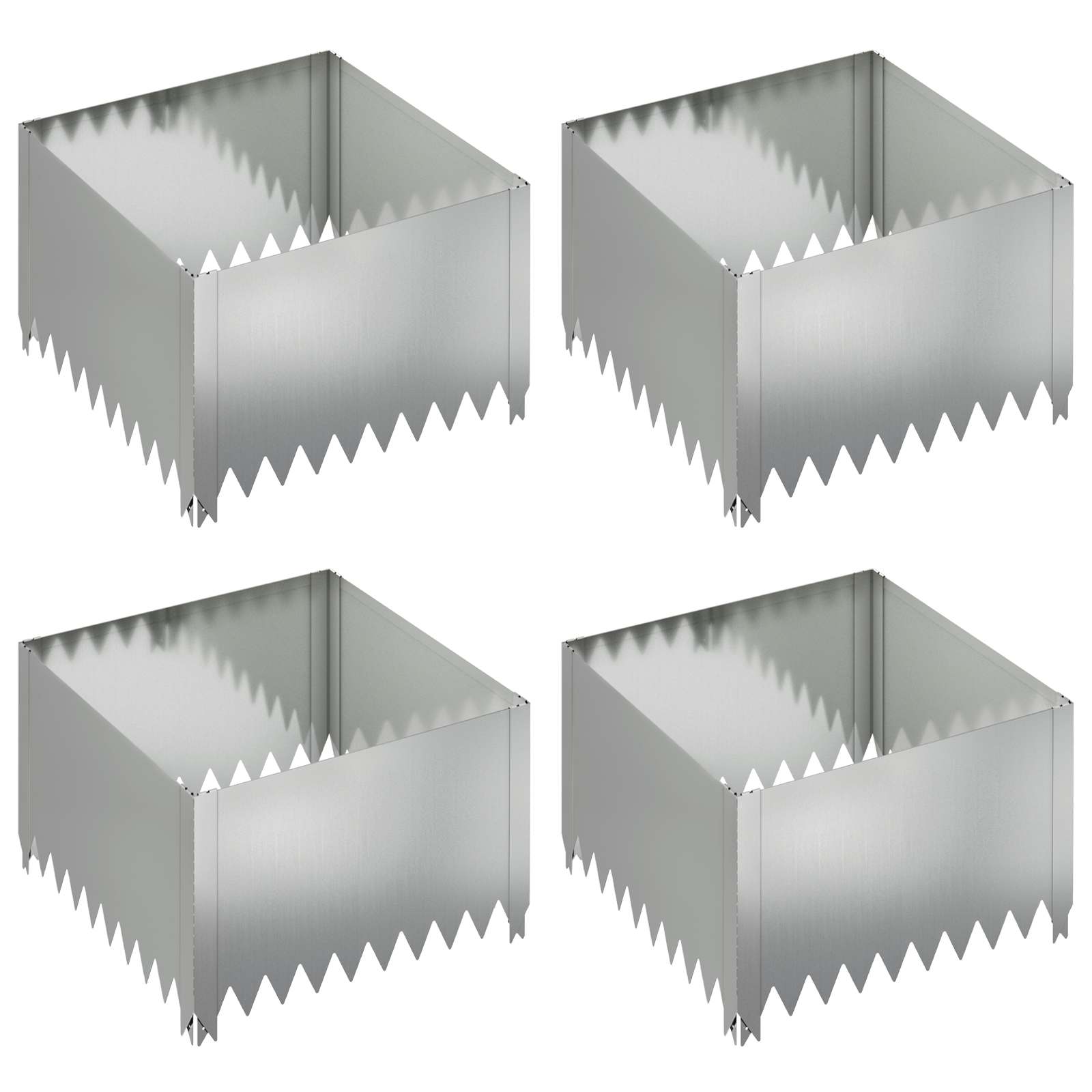 Vejo kraštas 4 pcs 60 x 60 x 35 cm Plienas Sidabrinė
