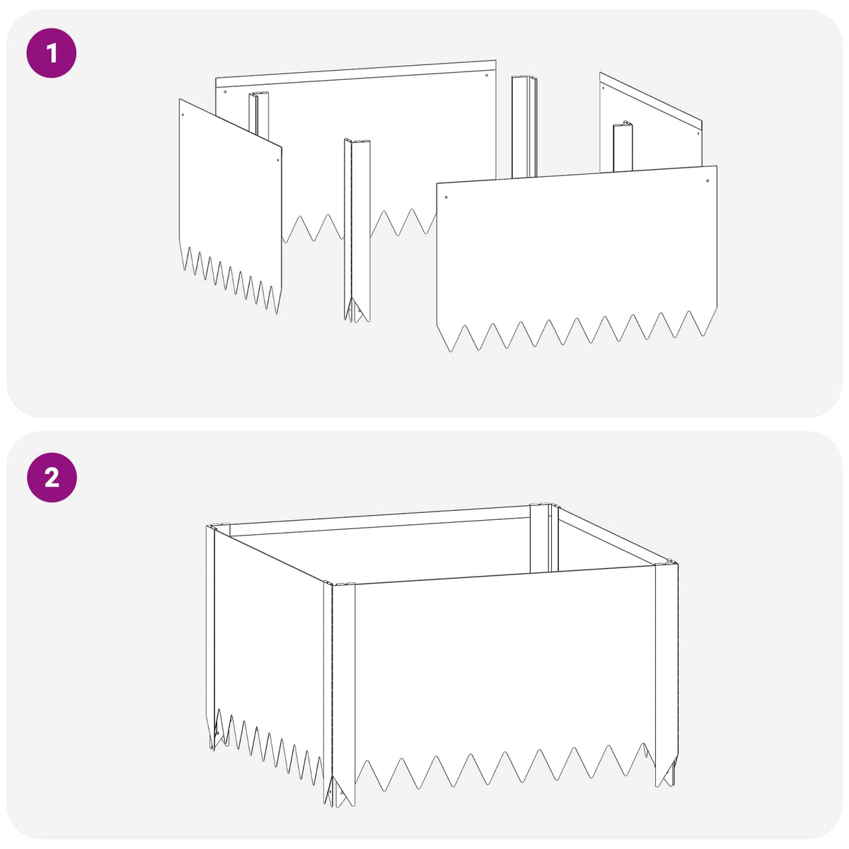 Vejo kraštas 4 pcs 60 x 60 x 35 cm Plienas Rūdijanti