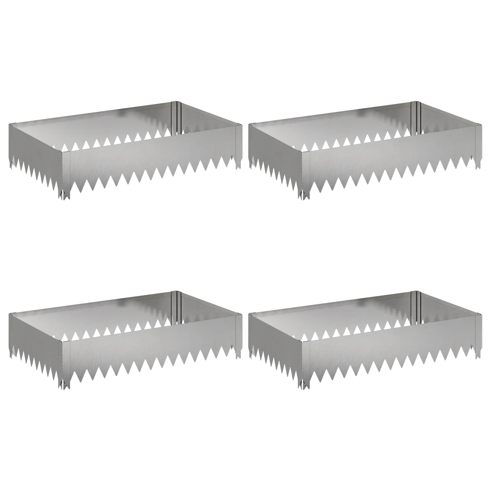 Vejo kraštas 4 pcs 100 x 60 x 20 cm Plienas Sidabrinė