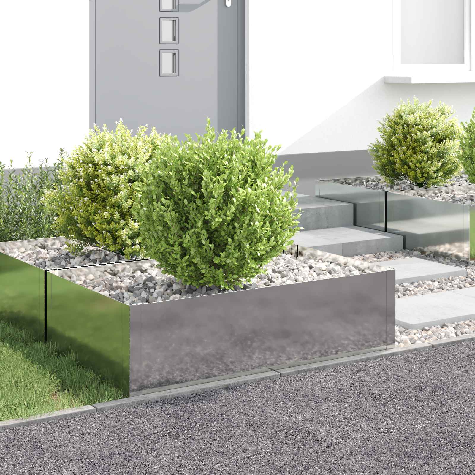 Vejo kraštas 4 pcs 100 x 60 x 35 cm Plienas Sidabrinė