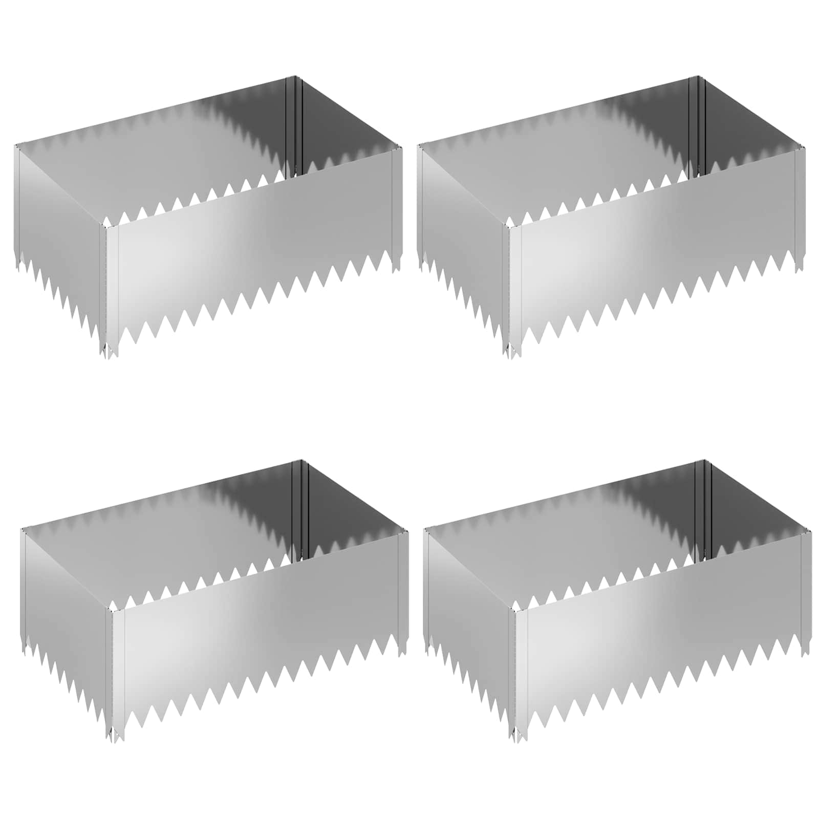 Vejo kraštas 4 pcs 100 x 60 x 35 cm Plienas Sidabrinė
