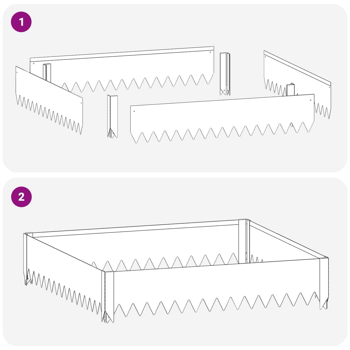 Vejo kraštas 4 pcs 100 x 100 x 20 cm Plienas Rūdijanti