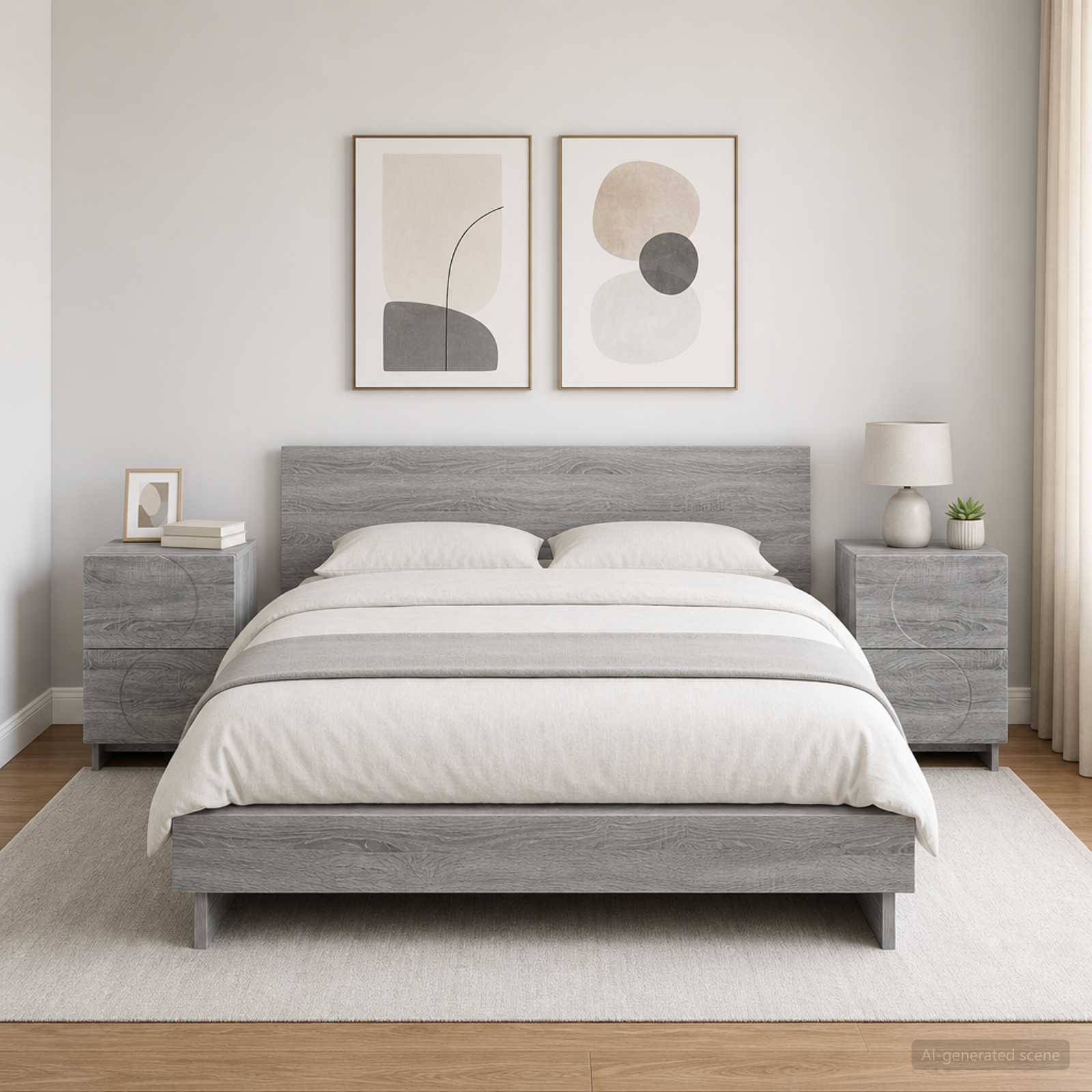 Šalia lovos spintelė 2 vnt. Pilka Sonoma 33,5 x 34,5 x 50 cm