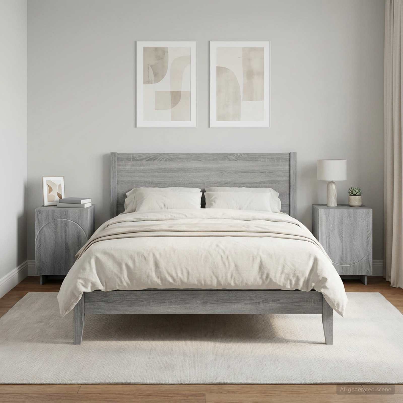 Šalia lovos spintelė 2 pcs Pilka Sonoma 33,5 x 34,5 x 50 cm