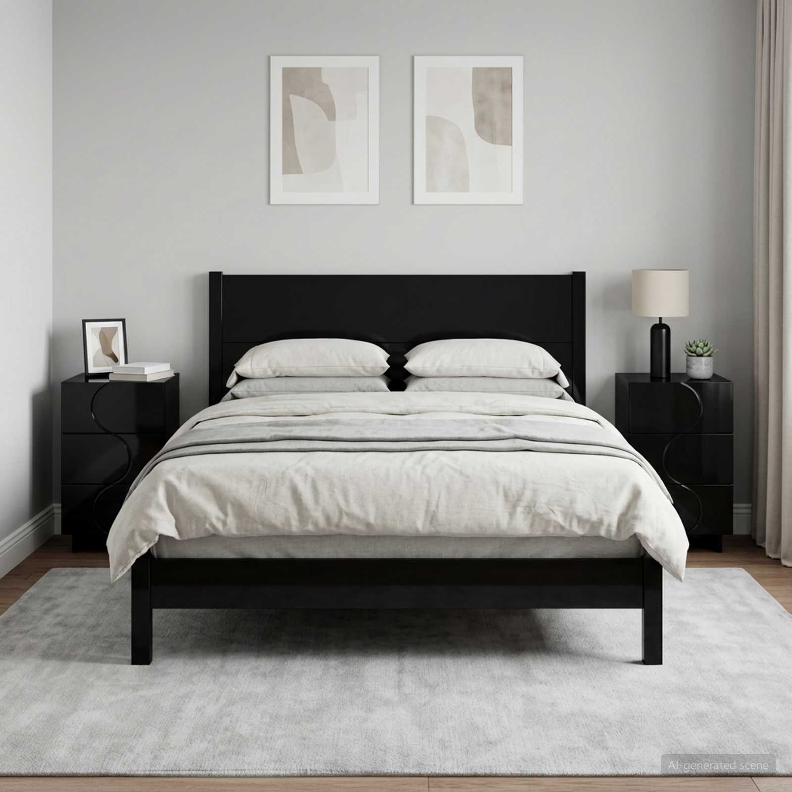 Šalia lovos spintelė 2 pcs Juoda 33,5 x 34,5 x 60 cm