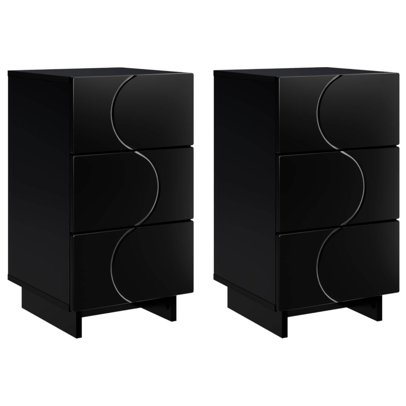 Šalia lovos spintelė 2 pcs Juoda 33,5 x 34,5 x 60 cm