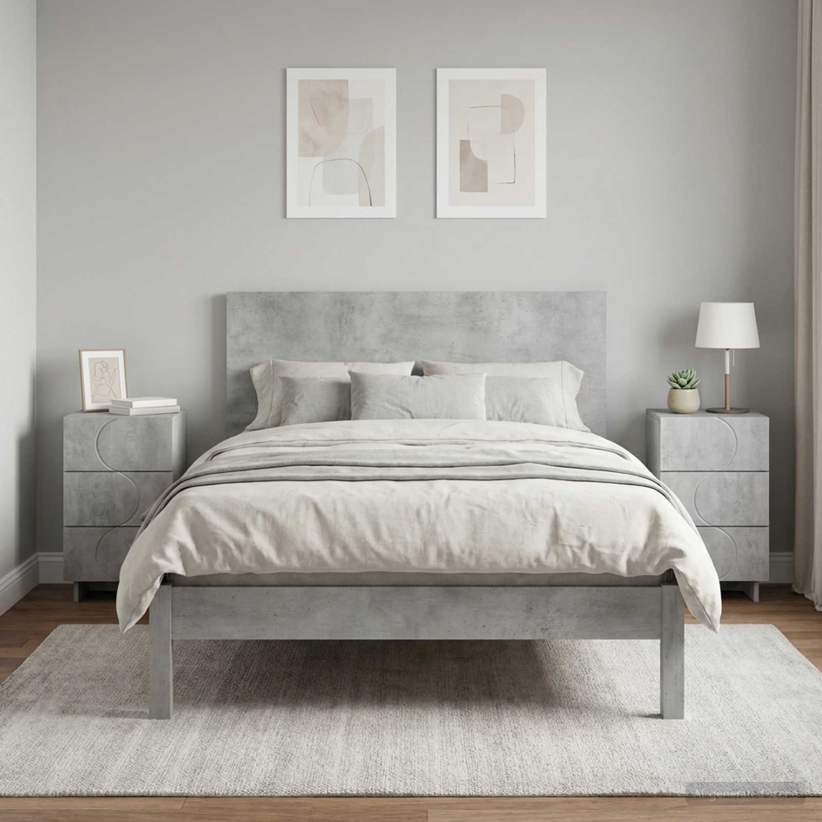 Šalia lovos spintelė 2 pcs Betono pilka 33,5 x 34,5 x 60 cm