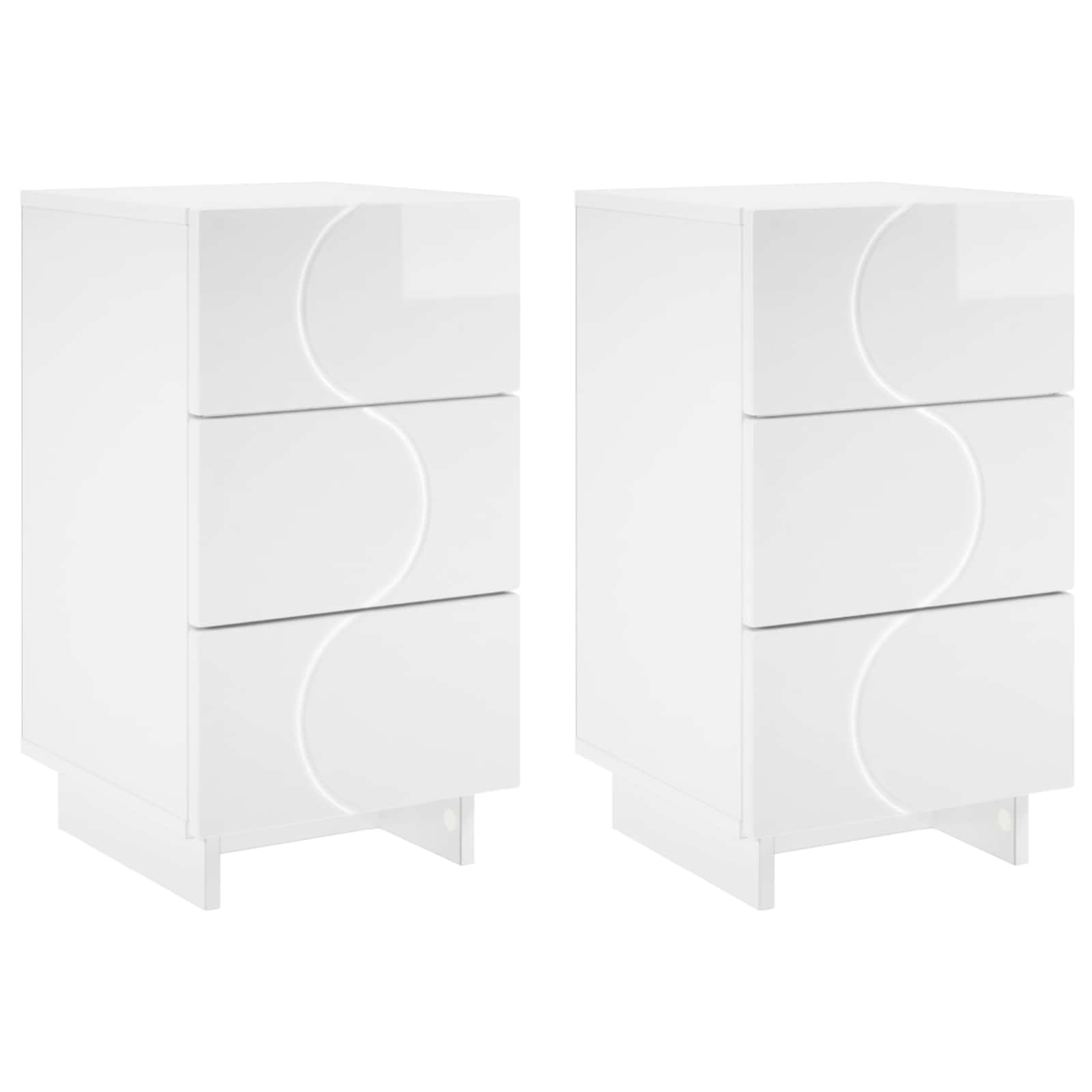 Šalia lovos spintelė 2 pcs Itin blizgi balta
