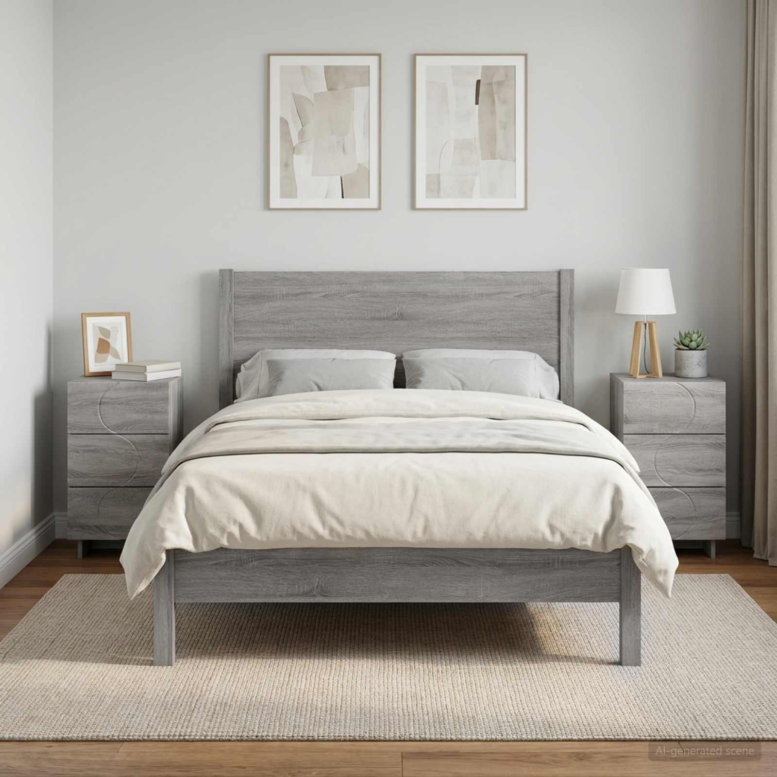 Šalia lovos spintelė 2 pcs Pilka Sonoma 33,5 x 34,5 x 60 cm