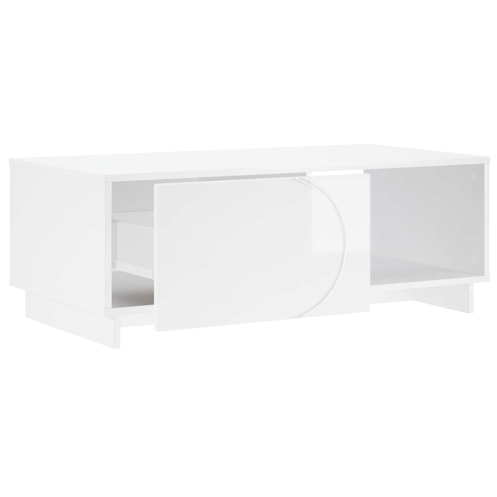 Kavos staliukas Itin blizgi balta 95 x 50,5 x 35 cm