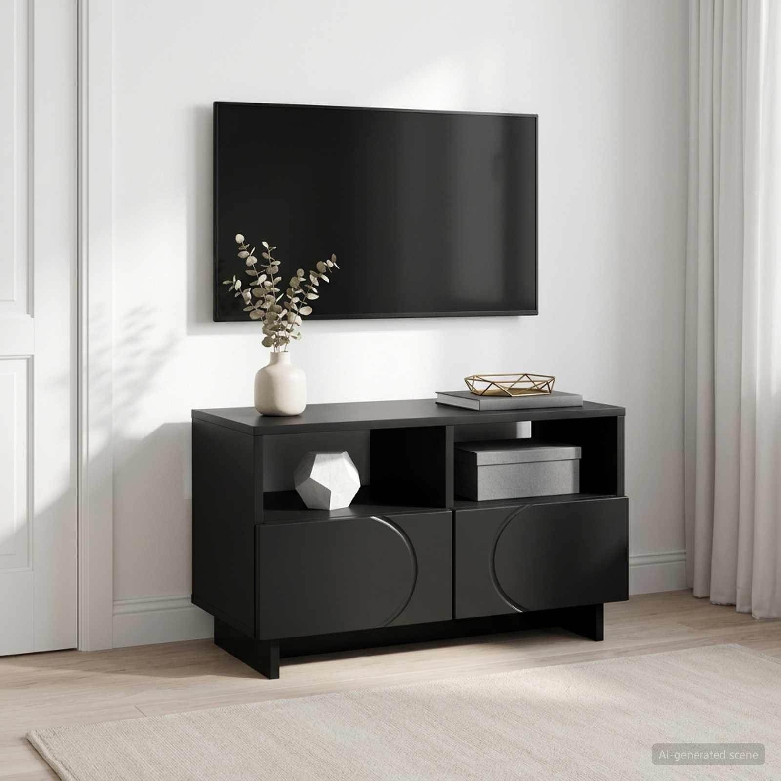 Televizoriaus stovas 60 x 34.5 x 40 cm Juoda Apdirbta mediena