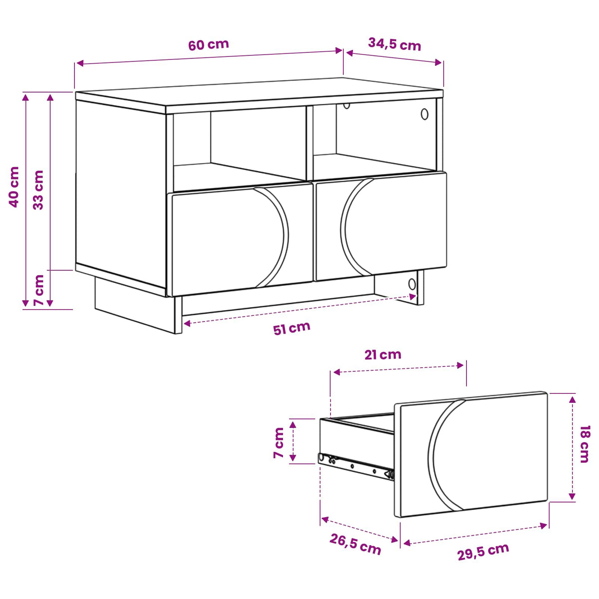 Televizoriaus stovas 60 x 34.5 x 40 cm Betono pilka
