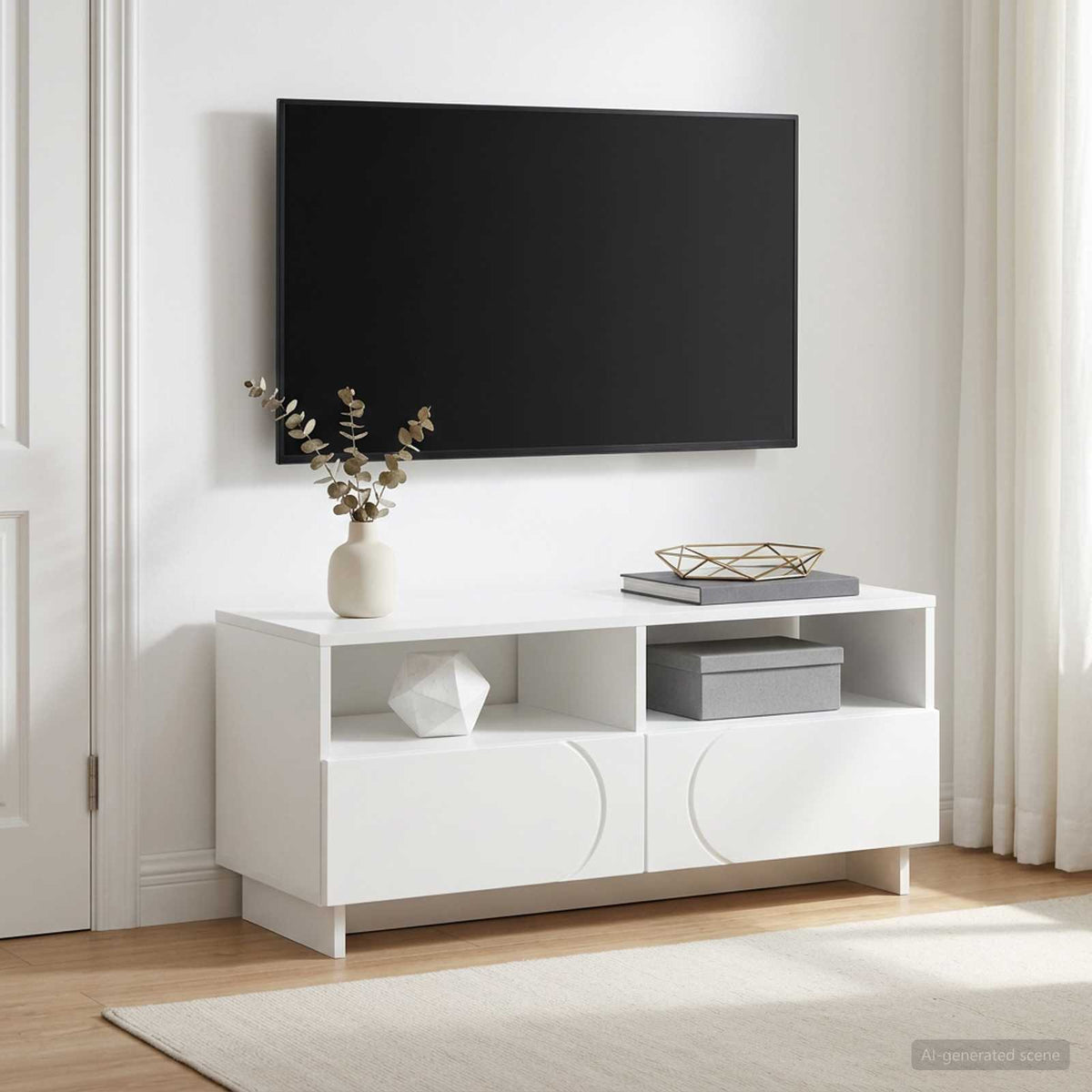 Televizoriaus stovas 90 x 34.5 x 40 cm Balta Apdirbta mediena