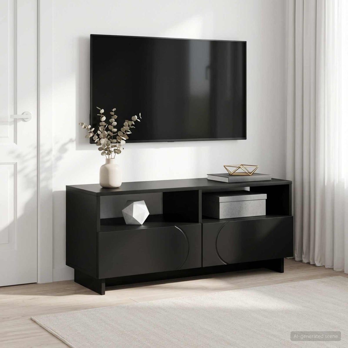 Televizoriaus stovas 90 x 34.5 x 40 cm Juoda Apdirbta mediena