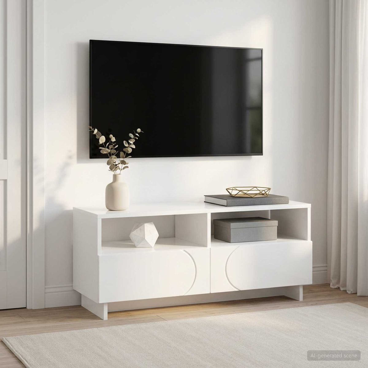 Televizoriaus stovas 90 x 34.5 x 40 cm Itin blizgi balta