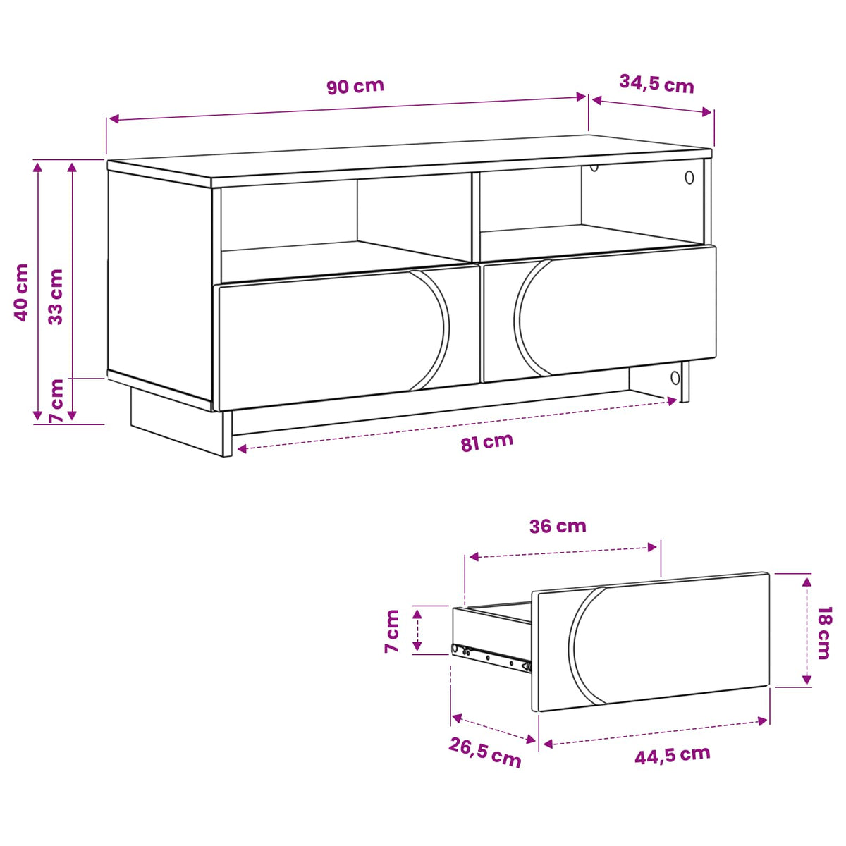 Televizoriaus stovas 90 x 34.5 x 40 cm Sendintos medienos