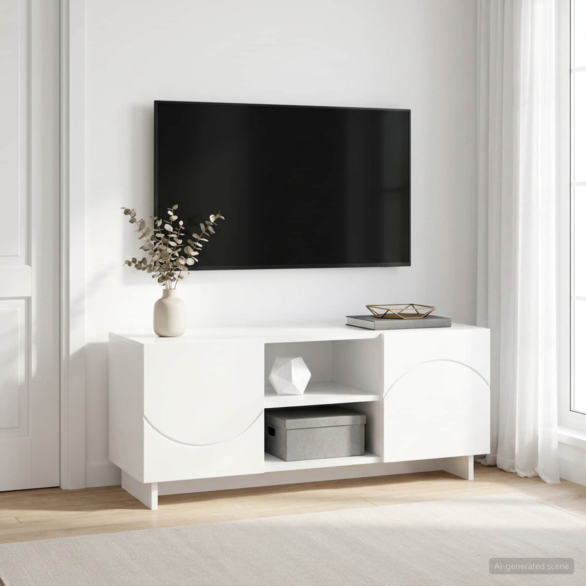 Televizoriaus stovas 90 x 34.5 x 40 cm Balta Apdirbta mediena