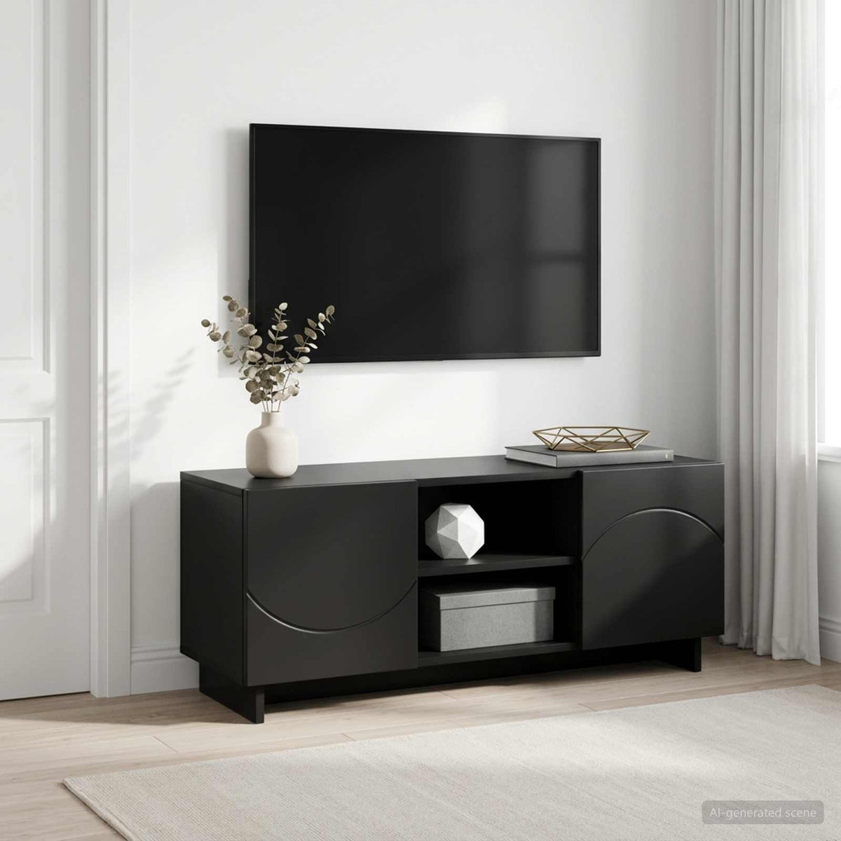 Televizoriaus stovas 90 x 34.5 x 40 cm Juoda Apdirbta mediena