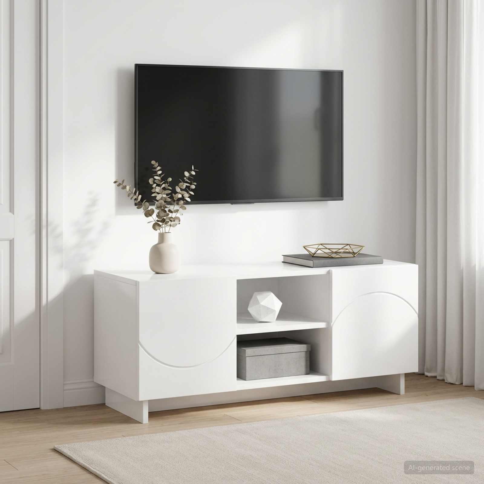 Televizoriaus stovas 90 x 34.5 x 40 cm Itin blizgi balta