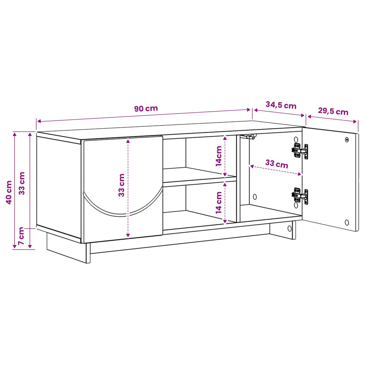 Televizoriaus stovas 90 x 34.5 x 40 cm Sendintos medienos