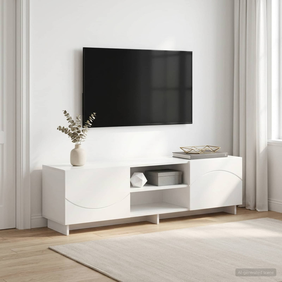 Televizoriaus stovas 140 x 34.5 x 40 cm Balta Apdirbta mediena