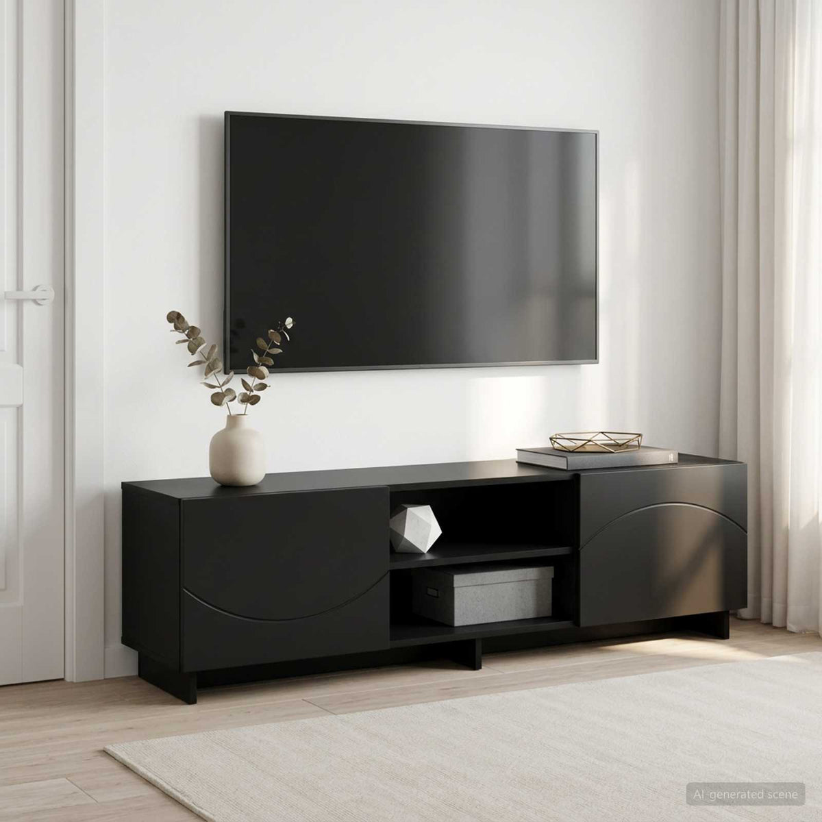 Televizoriaus stovas 140 x 34,5 x 40 cm Juoda Apdirbta mediena