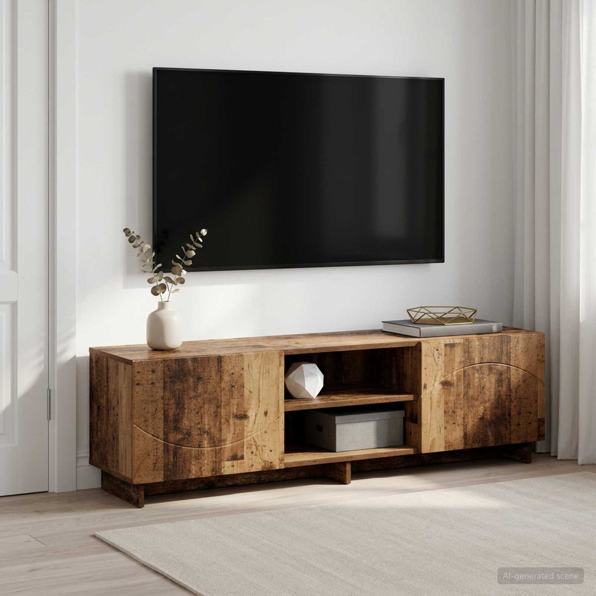 Televizoriaus stovas 140 x 34,5 x 40 cm Sendintos medienos