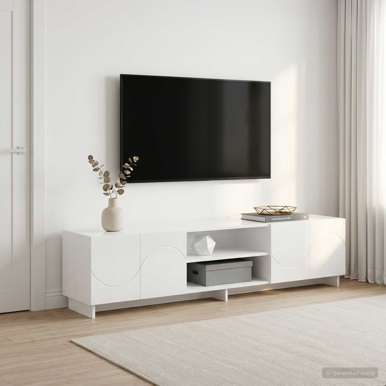Televizoriaus stovas 179.5 x 34.5 x 40 cm Itin blizgi balta