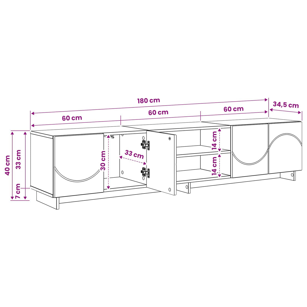 Televizoriaus stovas 179.5 x 34.5 x 40 cm Pilka Sonoma