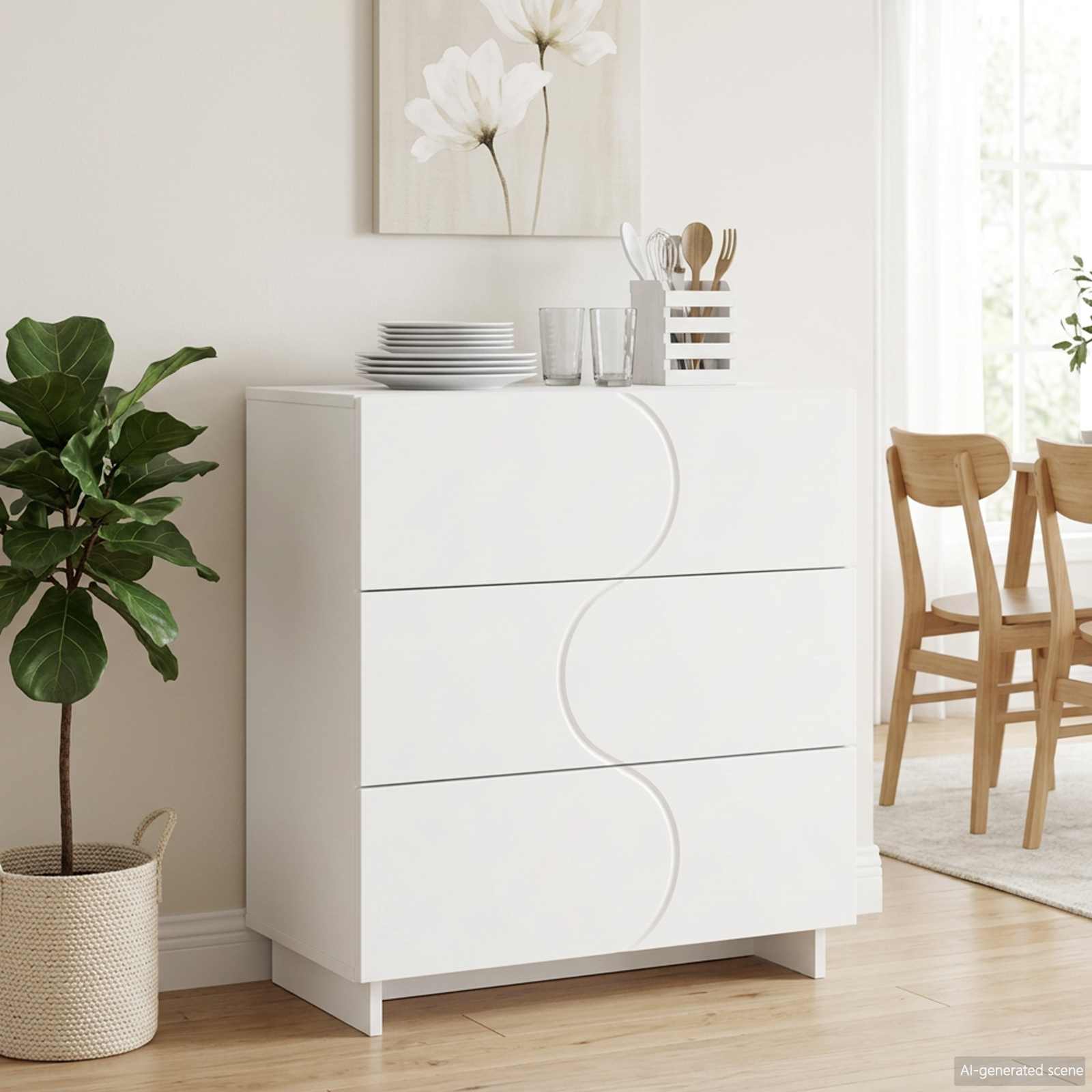 Komoda Balta 70 x 38 x 75 cm Apdirbta mediena