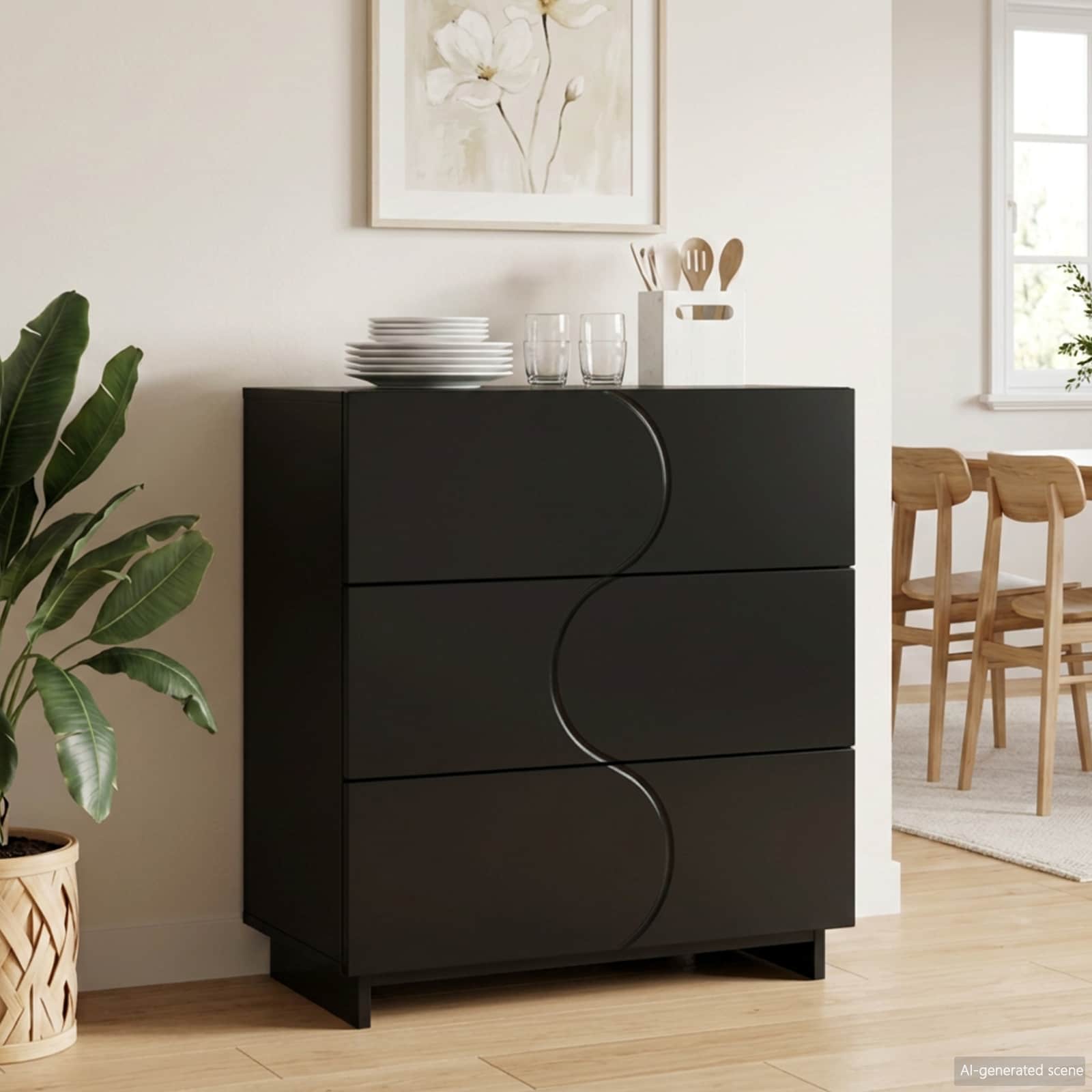 Komoda Juoda 70 x 38 x 75 cm Apdirbta mediena