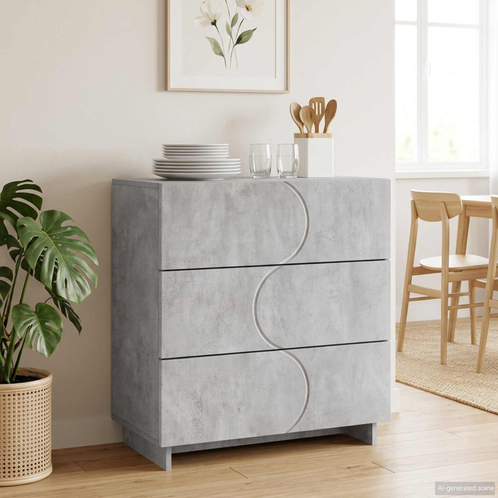 Komoda Betono pilka 70 x 38 x 75 cm Apdirbta mediena