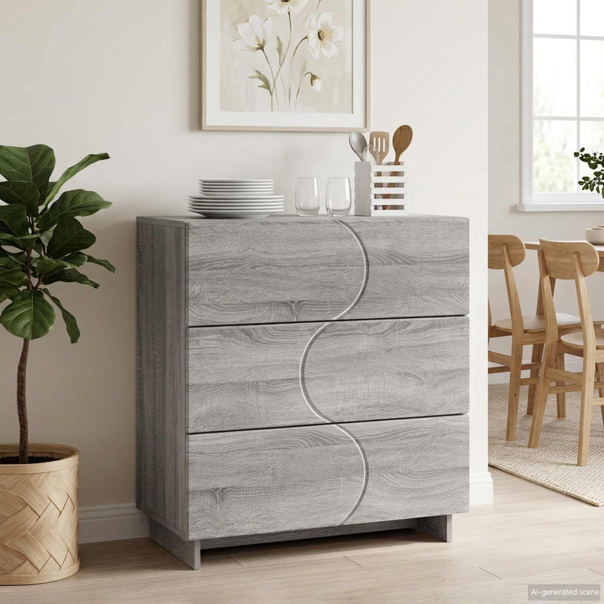 Komoda Pilka Sonoma 70 x 38 x 75 cm Apdirbta mediena