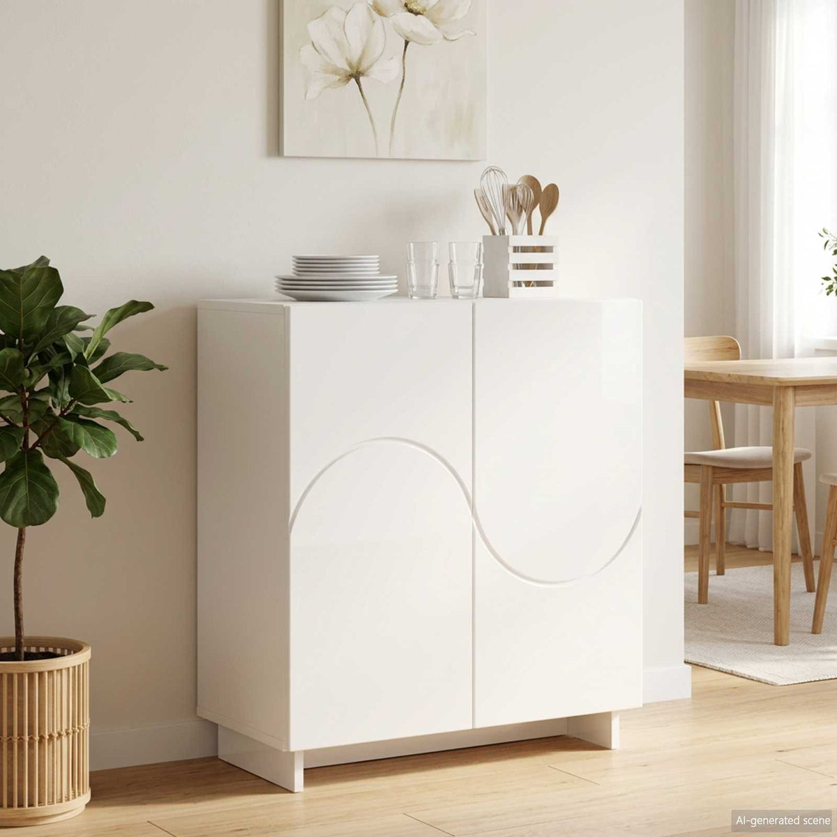 Komoda Itin blizgi balta 67 x 34.5 x 75 cm Apdorota mediena