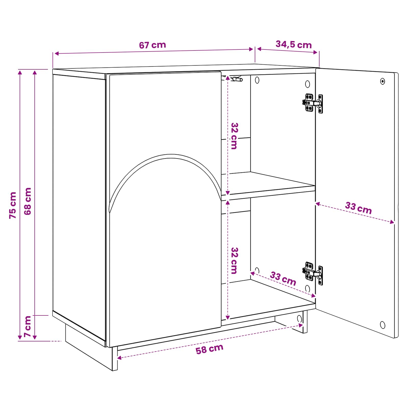 Komoda Pilka Sonoma 67 x 34.5 x 75 cm Apdorota mediena