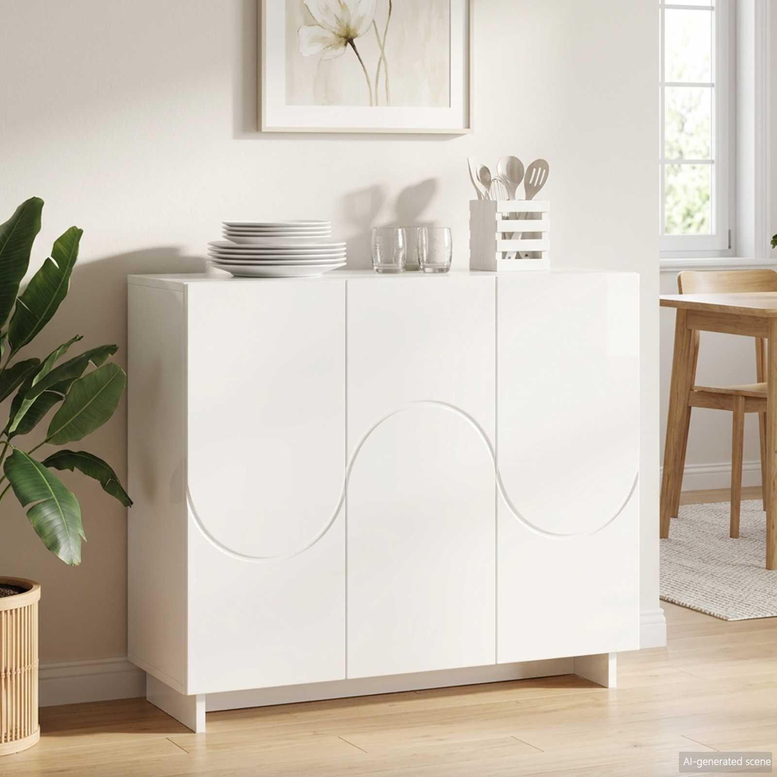 Komoda Itin blizgi balta 85,5 x 31 x 75 cm Apdirbta mediena